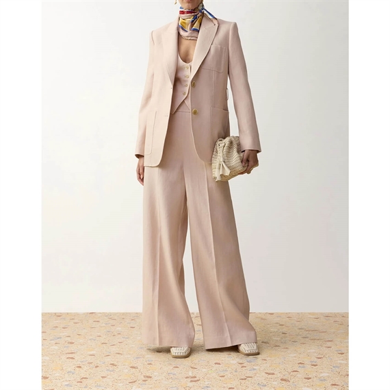 Zimmermann Clash Linen Wide Leg Bukser, Blush
